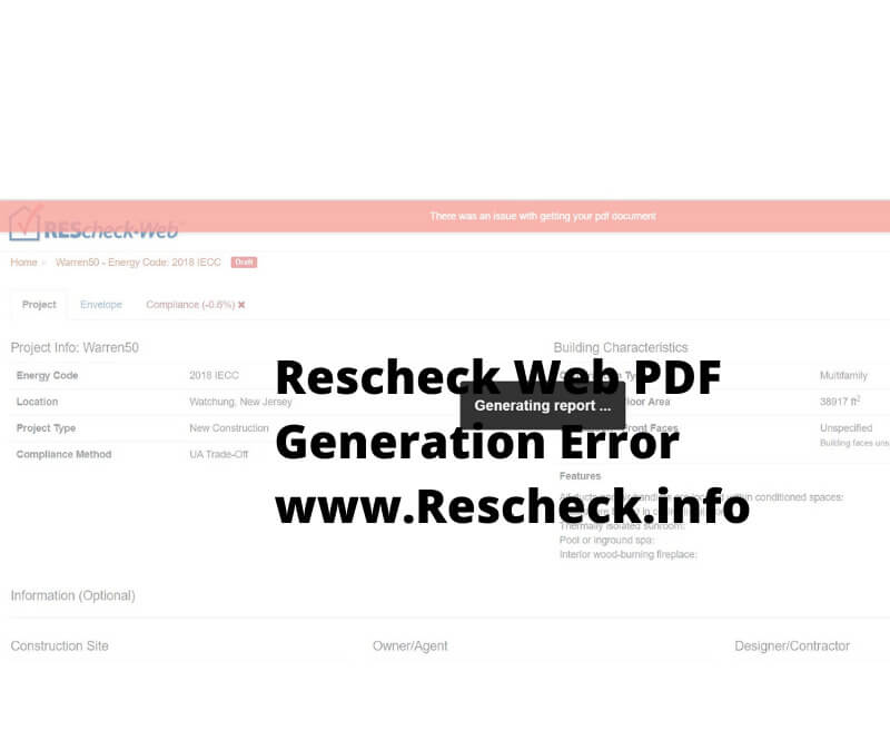 Rescheck Web Error Generating Rescheck Report PDF