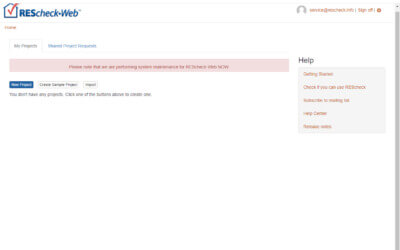 Please note that we are performing system maintenance for REScheck-Web NOW.