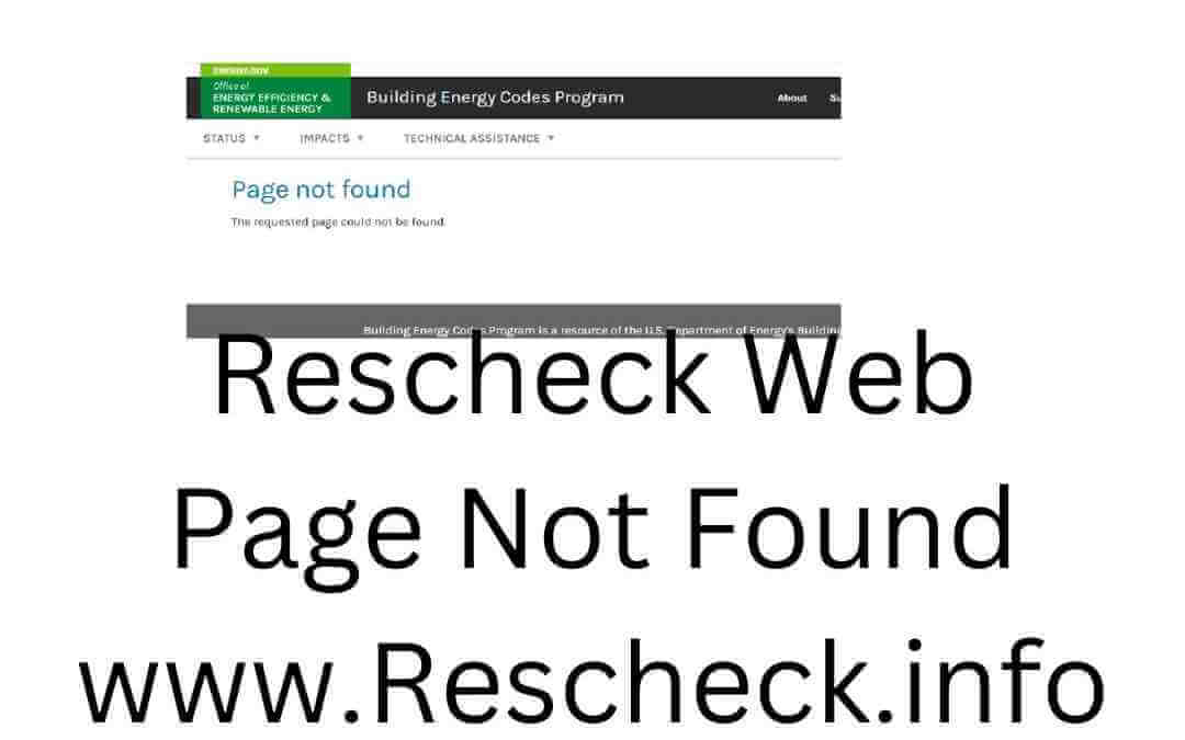 Rescheck Web Page Not Found on computer screen