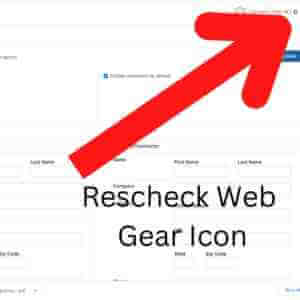 Showing how to get into settings in Rescheck Web