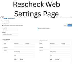 Rescheck Web Settings Page screen