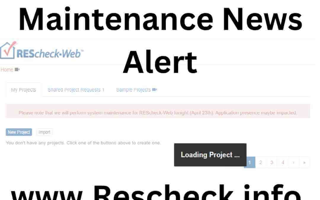 Rescheck Web Maintenance News Alert
