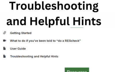 Rescheck Web Troubleshooting, Helpful Hints, and Common Questions Feature