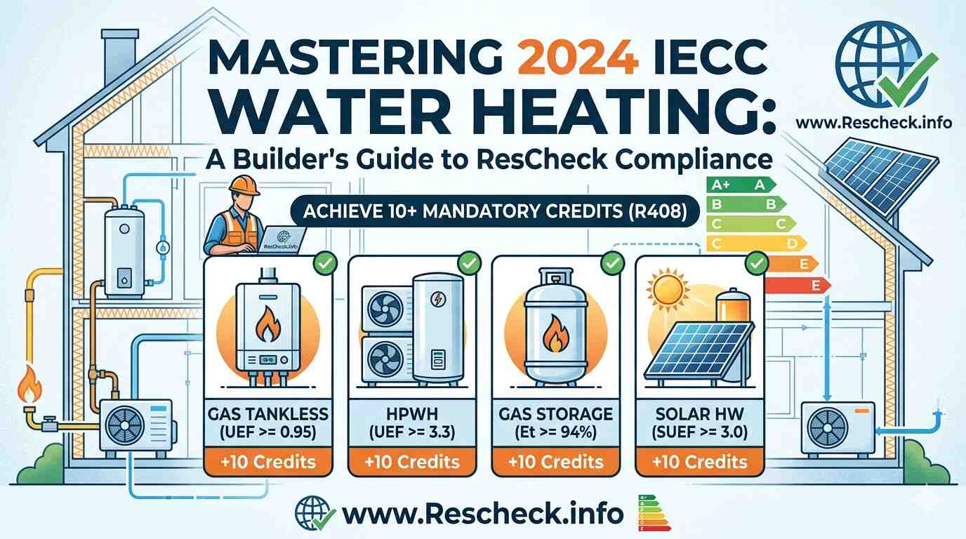 Mastering 2024 IECC Water Heater Credits: A Builder's Guide to ResCheck Compliance