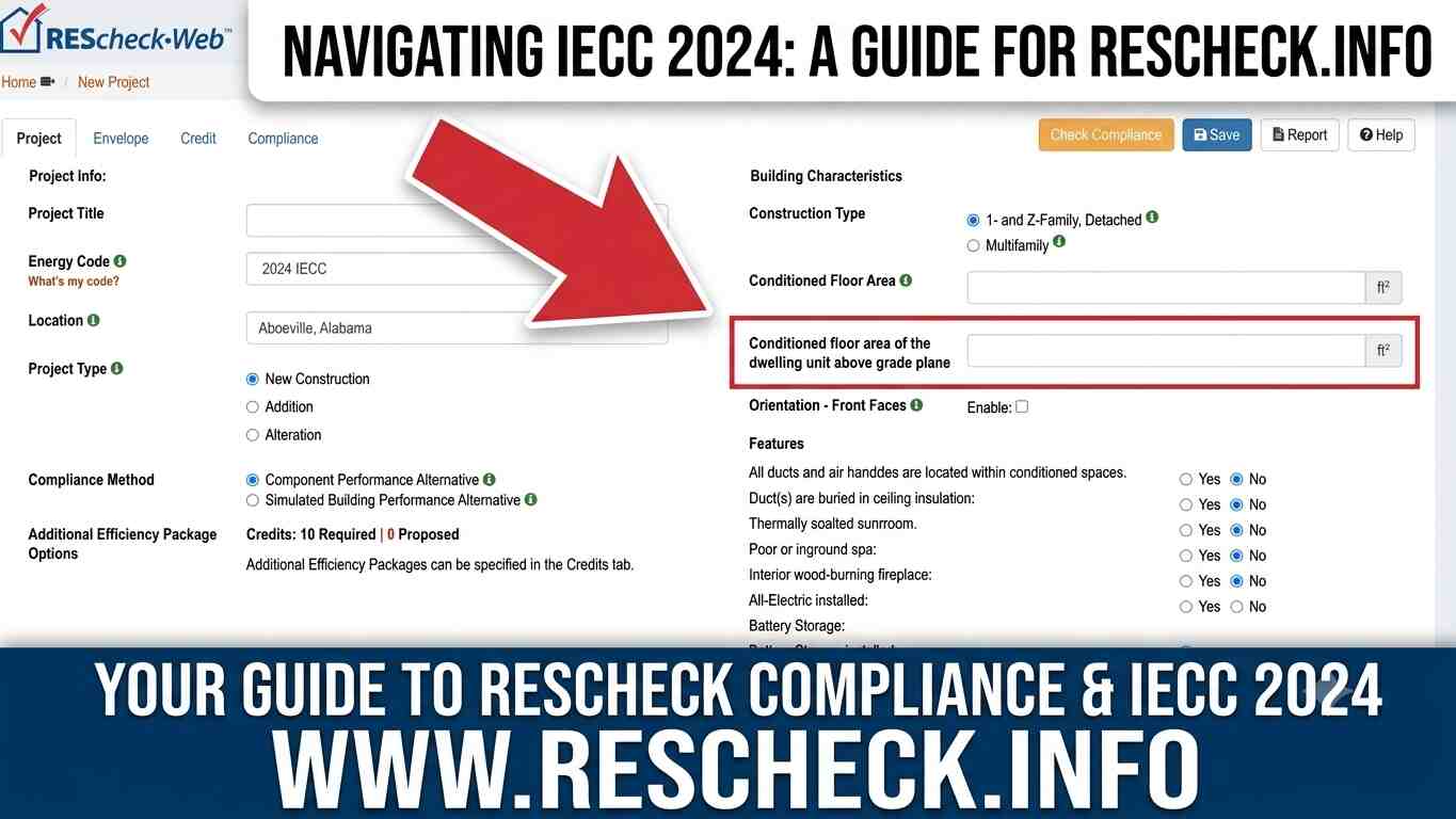 Navigating the IECC 2024 Update in REScheck Web: Understanding "Conditioned Square Footage Above Grade Plane